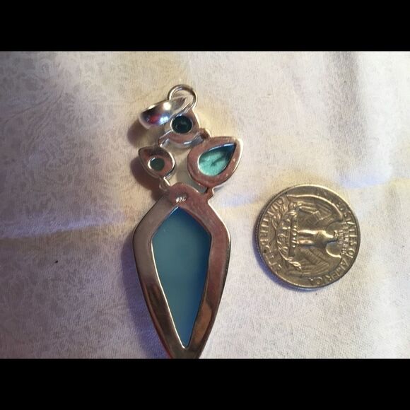 NWOT Sterling Silver Blue Calcedony Pendant - Picture 9 of 12